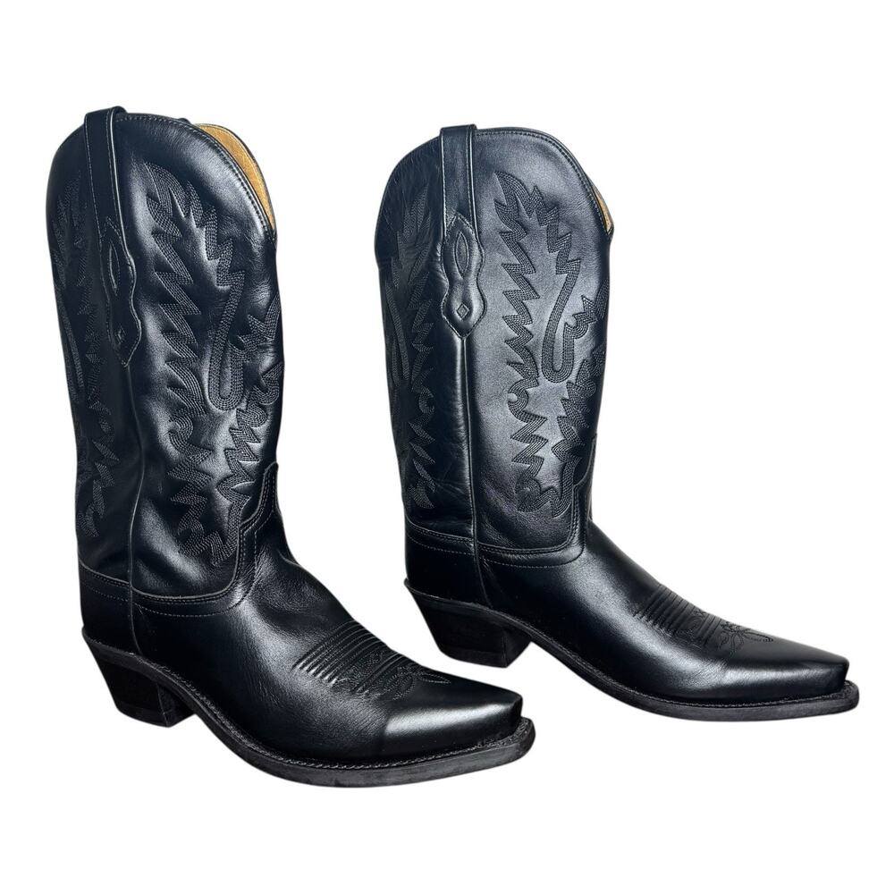 Old West Black Leather Western Cowboy Boots LF1510 Women's Size 7.5 Classic - Picture 3 of 12